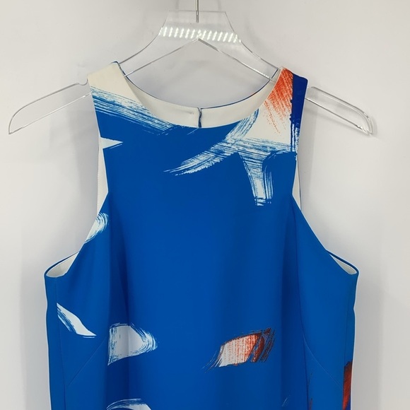 Milly shift dress red white blue abstract pattern mini sleeveless sheath 4 - Picture 3 of 5